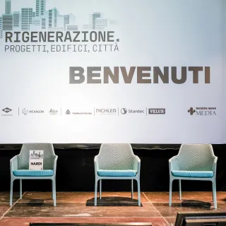 Furniture by Nardi at the conference on regeneration curated by Arketipo magazine